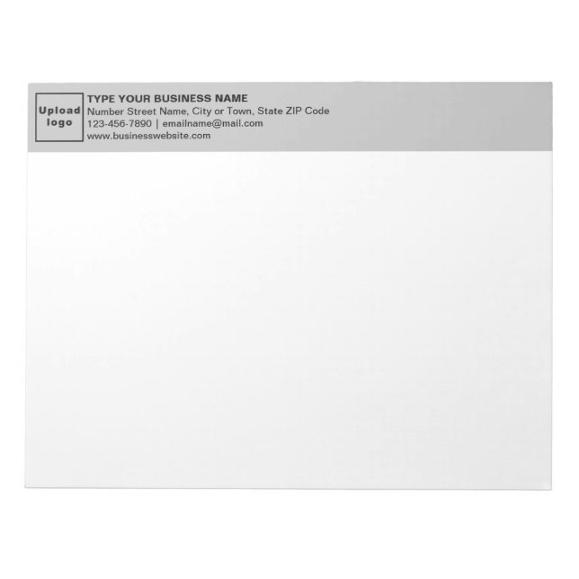 Business Brand and Information Grey Heading Notepad (Front)
