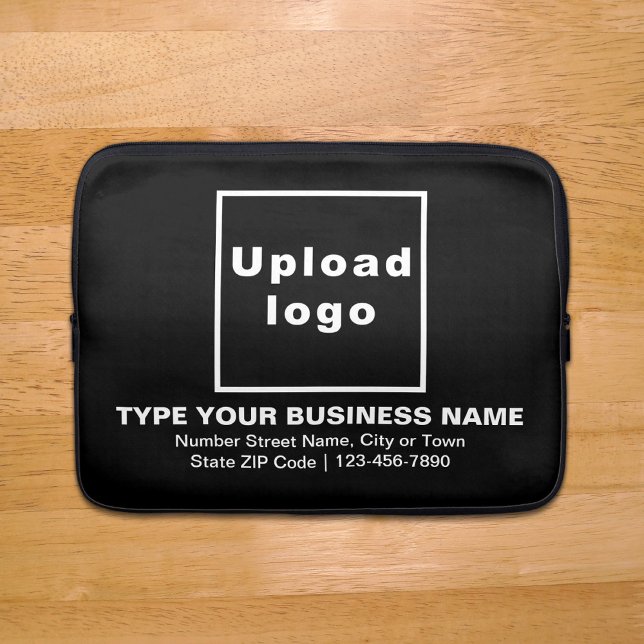Business Brand Black Laptop Sleeve (Your business brand on black laptop sleeve.)