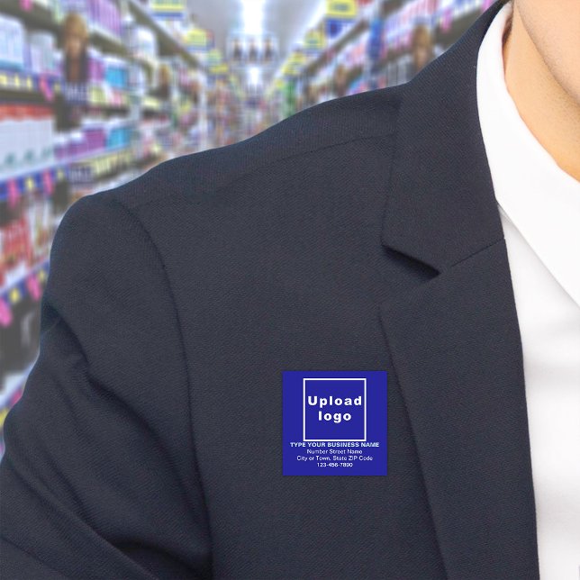 Business Brand Blue Square Name Tag (Build brand name awareness. Your business brand on blue square name tag.)
