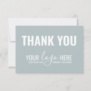 Business Brand Company Logo Dusty Blue Thank You Card