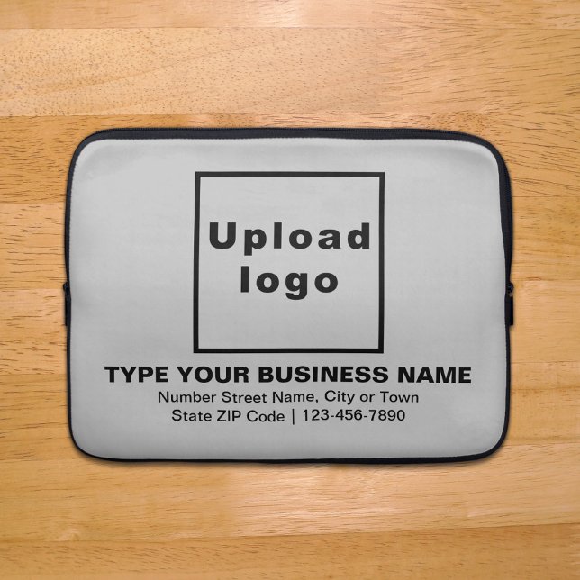 Business Brand Grey Laptop Sleeve (Your business brand on gray laptop sleeve.)
