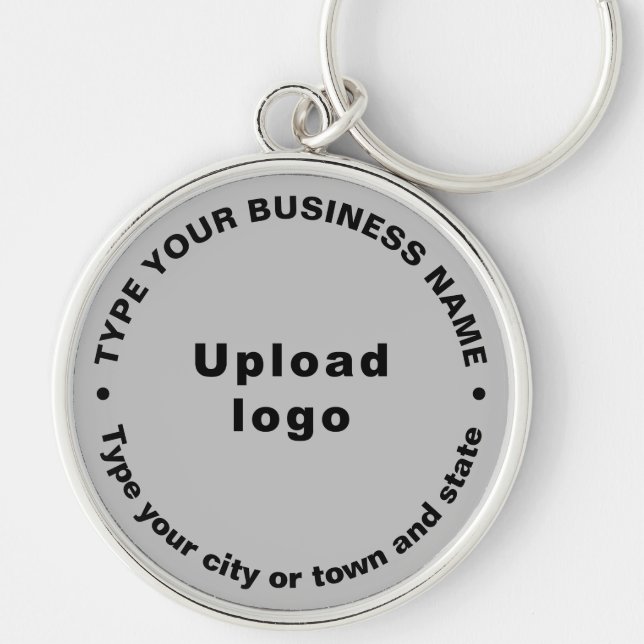 Business Brand Grey Round Premium Keychain (Front)