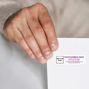 Business Brand in Purple Text on Return Address Label