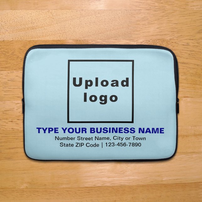 Business Brand Light Blue Laptop Sleeve (Your business brand on light blue laptop sleeve.)