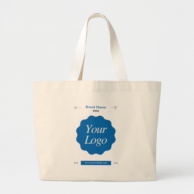 Business Brand Logo | Custom Company Brand Large Tote Bag (Front)
