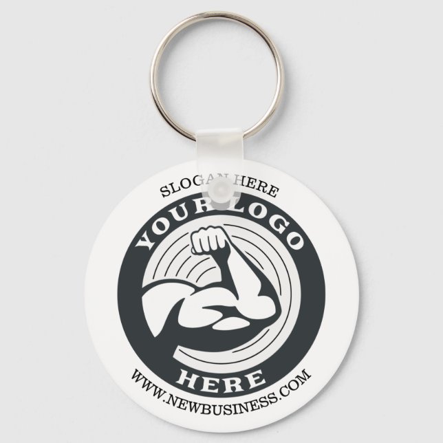 Business Brand Logo with Website Address Key Ring (Front)
