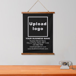 Business Brand on Black Hanging Tapestry