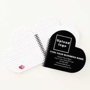 Business Brand on Black Heart Shape Spiral Notebook