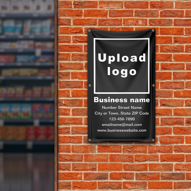 Business Brand on Black Portrait Banner (Black portrait banner with your business brand)
