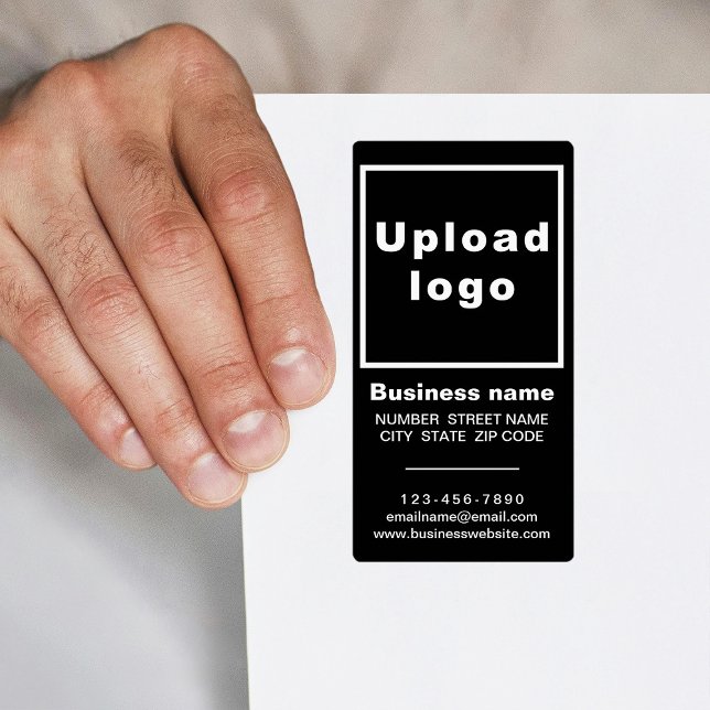 Business Brand on Black Portrait Shipping Label (Black portrait shipping label with your business brand)