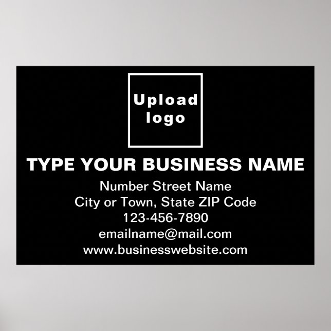 Business Brand on Black Rectangle Poster (Front)