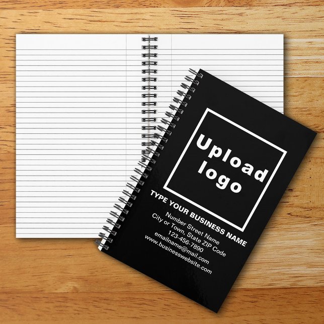 Business Brand on Black Spiral Notebook (Your business brand on black spiral notebook. Office & school supply to build brand name awareness.)