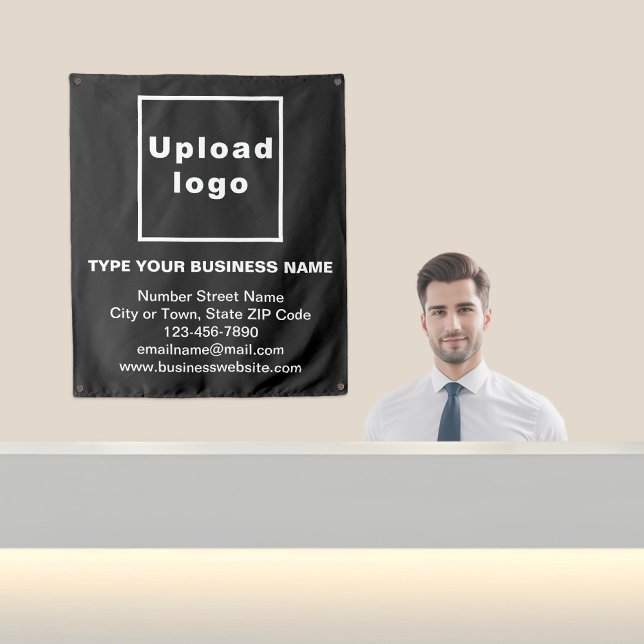 Business Brand on Black Tapestry (Business brand on black tapestry in reception.)