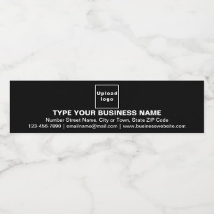 Business Brand on Black Water Bottle Label