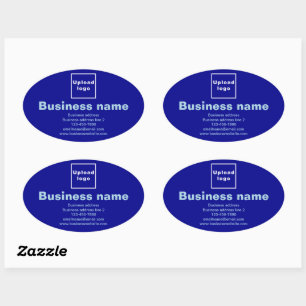 Business Brand on Blue Oval Shape Sticker