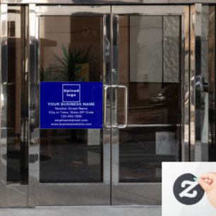 Business Brand on Blue Rectangle Window Cling