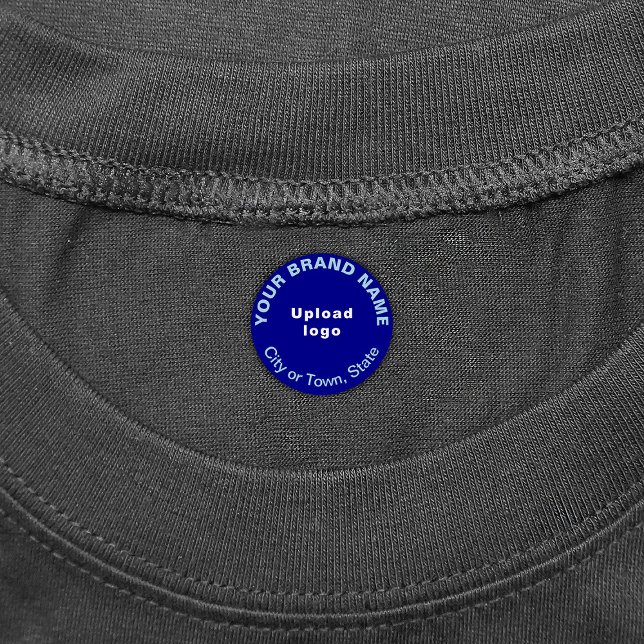 Business Brand on Blue Round Clothing Label (Small blue round clothing label with your business brand)
