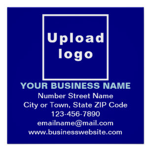 Business Brand on Blue Square Glossy Poster