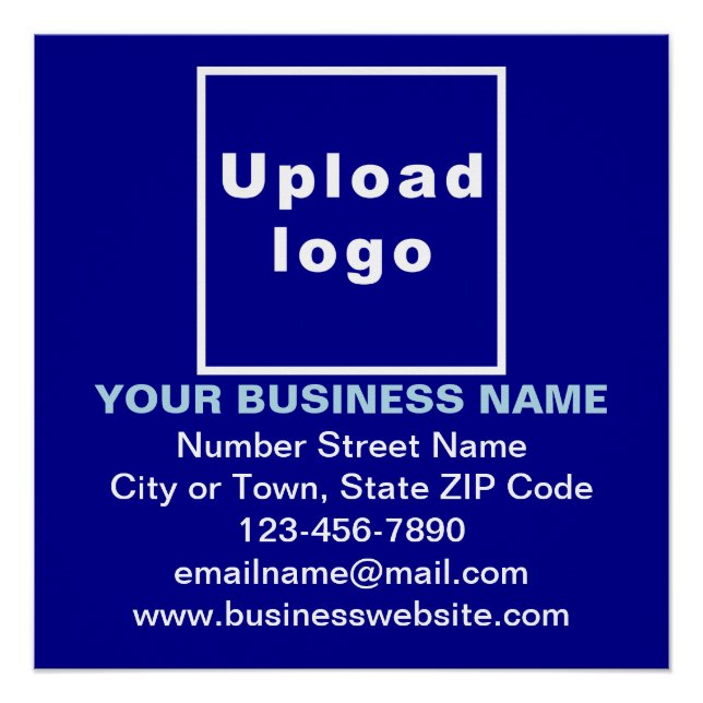 Business Brand on Blue Square Glossy Poster (Front)