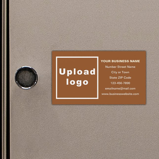 Business Brand on Brown Magnetic Card (Your business brand on small brown rectangle magnetic card.)
