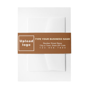 Business Brand on Brown Portrait Belly Band Invitation Belly Band