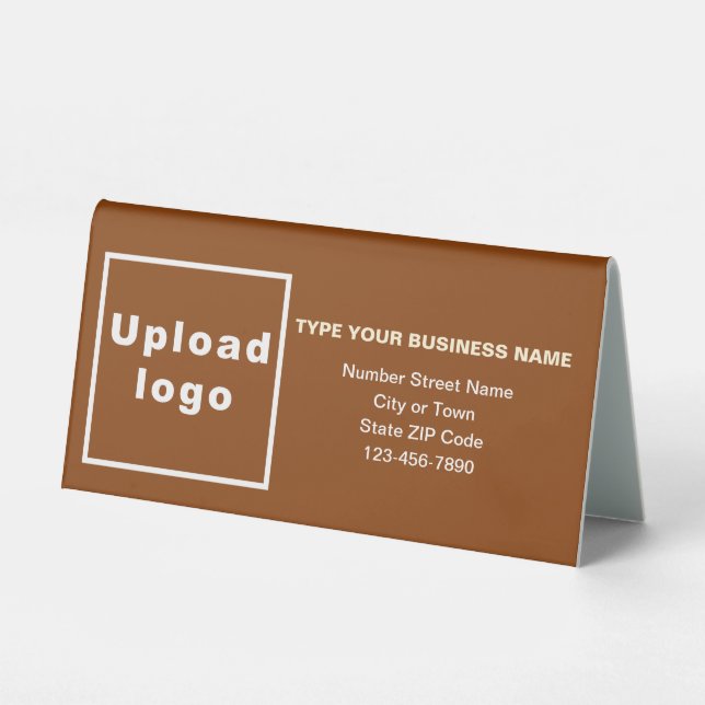 Business Brand on Brown Small Table Sign (Front)