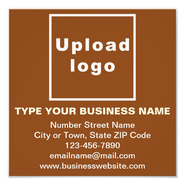 Business Brand on Brown Square Photo Print (Front)