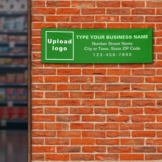 Business Brand on Green Long Banner (Green long banner with your business brand)