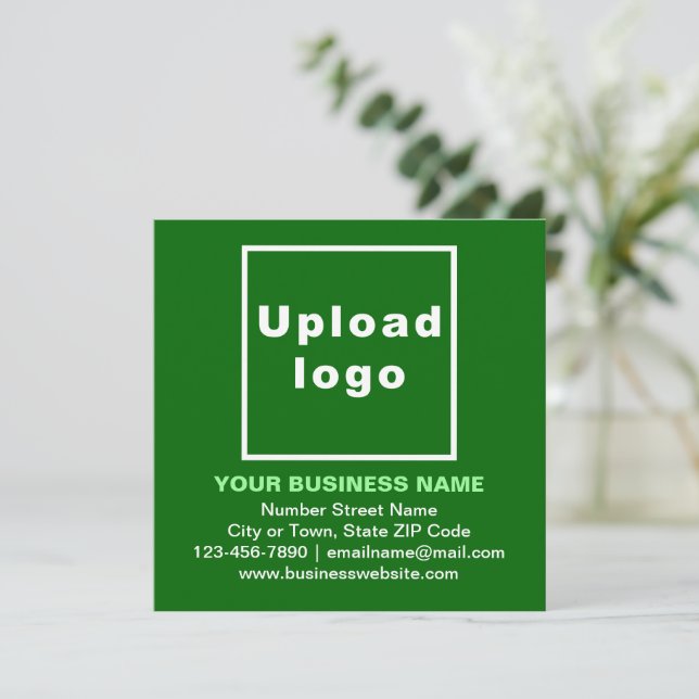 Business Brand on Green Square Flat Note Card (Standing Front)