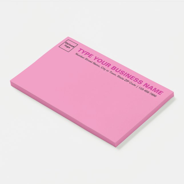 Business Brand on Heading of Pink Large Post-it Notes (Angled)