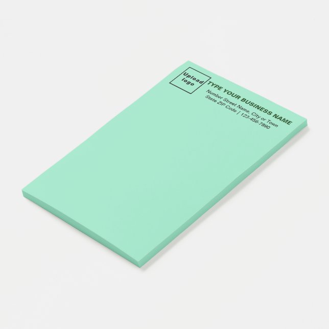 Business Brand on Heading of Teal Green Long Post-it Notes (Angled)