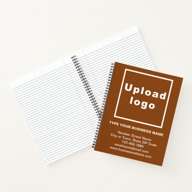 Business Brand on Large Brown Spiral Notebook (Inside)