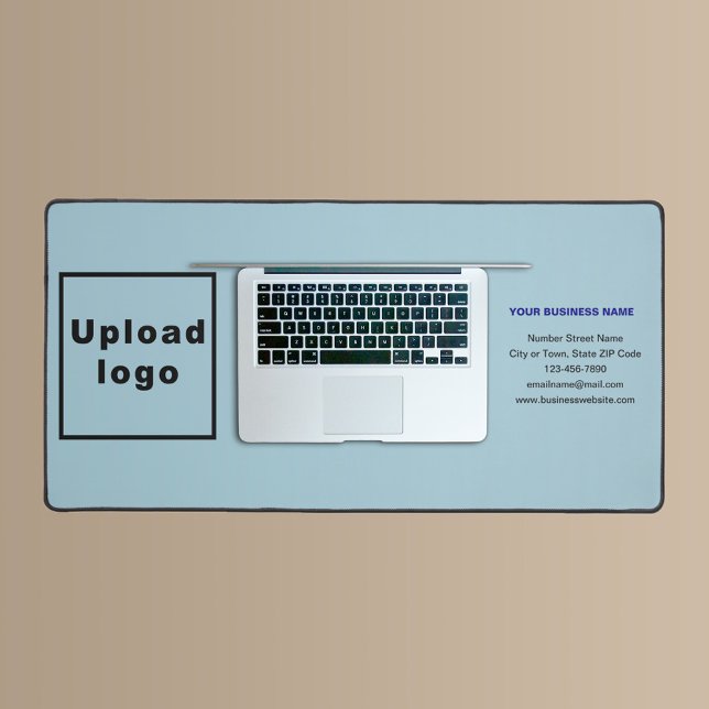 Business Brand on Light Blue Desk Mat (Build brand name awareness. Your business brand on light blue desk mat.)