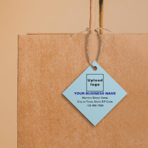 Business Brand on Light Blue Diamond Shape Tag