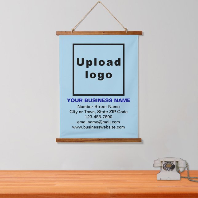 Business Brand on Light Blue Hanging Tapestry (Creator Uploaded)