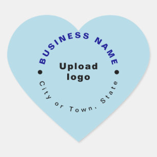 Business Brand on Light Blue Heart Shape Sticker