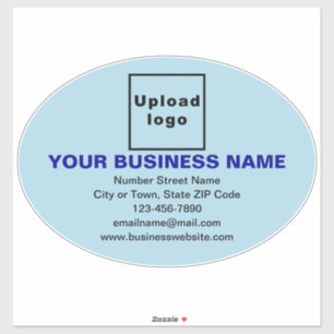 Business Brand on Light Blue Large Oval Vinyl