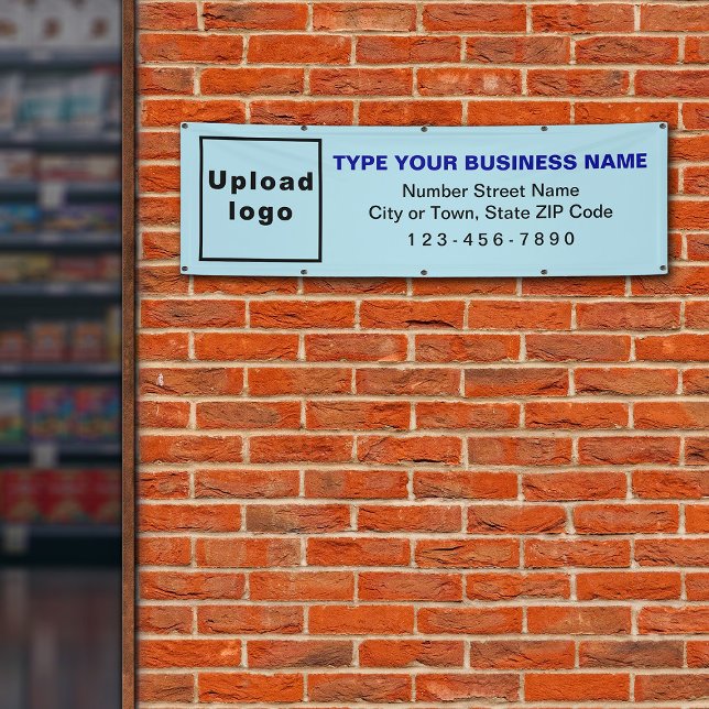 Business Brand on Light Blue Long Banner (Light blue long banner with your business brand)