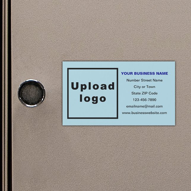 Business Brand on Light Blue Magnetic Card (Your business brand on small light blue rectangle magnetic card.)