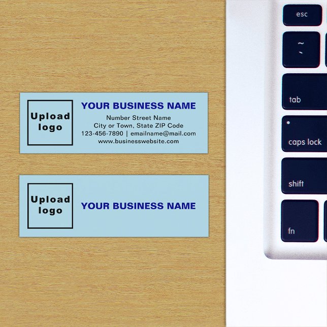 Business Brand on Light Blue Mini Card (The front and back of the light blue mini business card with your brand)