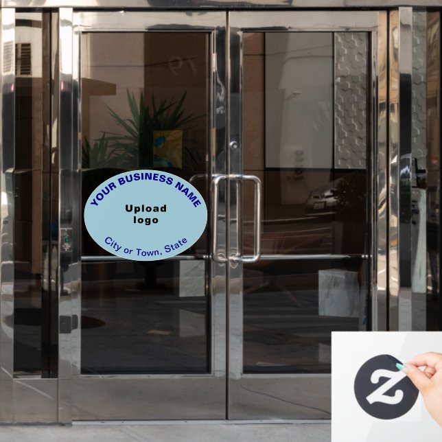 Business Brand on Light Blue Oval Shape (Office Door)