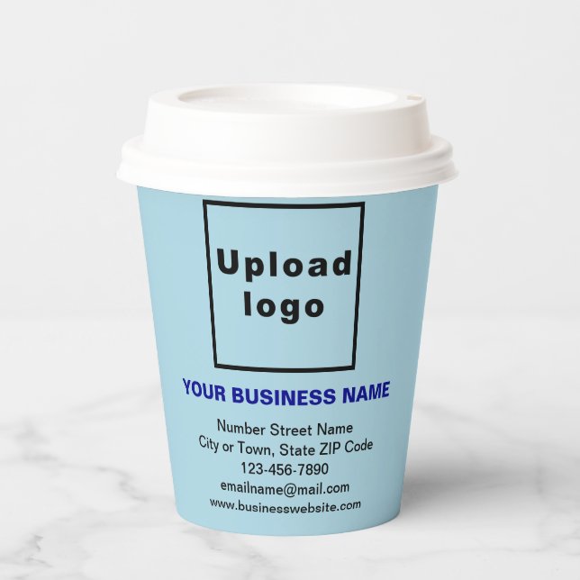 Business Brand on Light Blue Paper Cup (Front)
