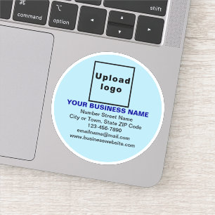 Business Brand on Light Blue Round Vinyl Sticker
