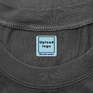Business Brand on Light Blue Square Clothing Label