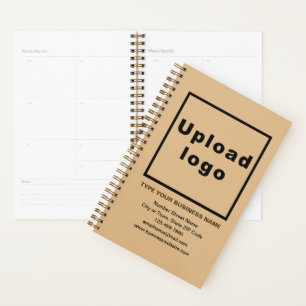 Business Brand on Light Brown Cover of Planner