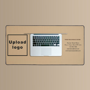 Business Brand on Light Brown Desk Mat