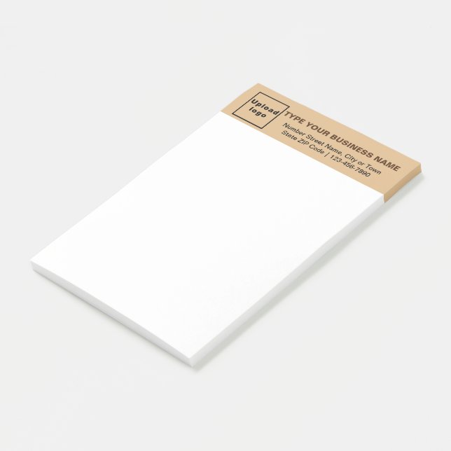 Business Brand on Light Brown Heading of Long Post-it Notes (Angled)