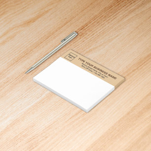Business Brand on Light Brown Heading of Rectangle Post-it Notes