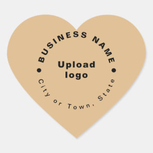 Business Brand on Light Brown Heart Shape Sticker