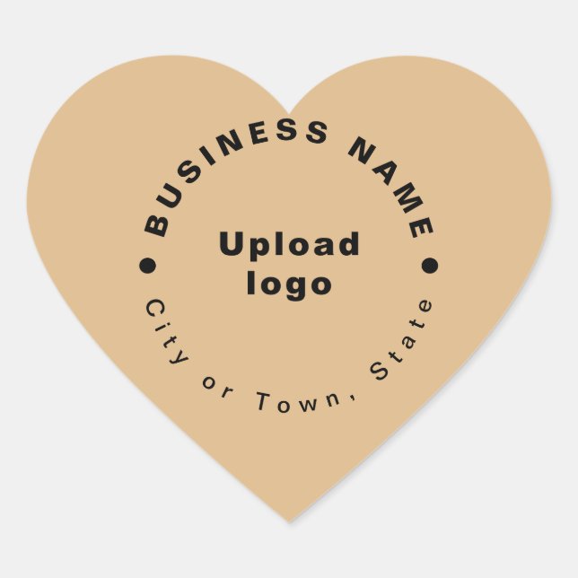 Business Brand on Light Brown Heart Shape Sticker (Front)